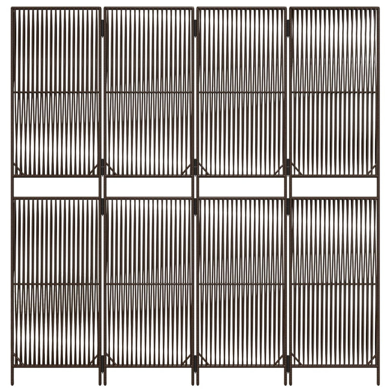 vidaXL barna 4 paneles polyrattan térelválasztó