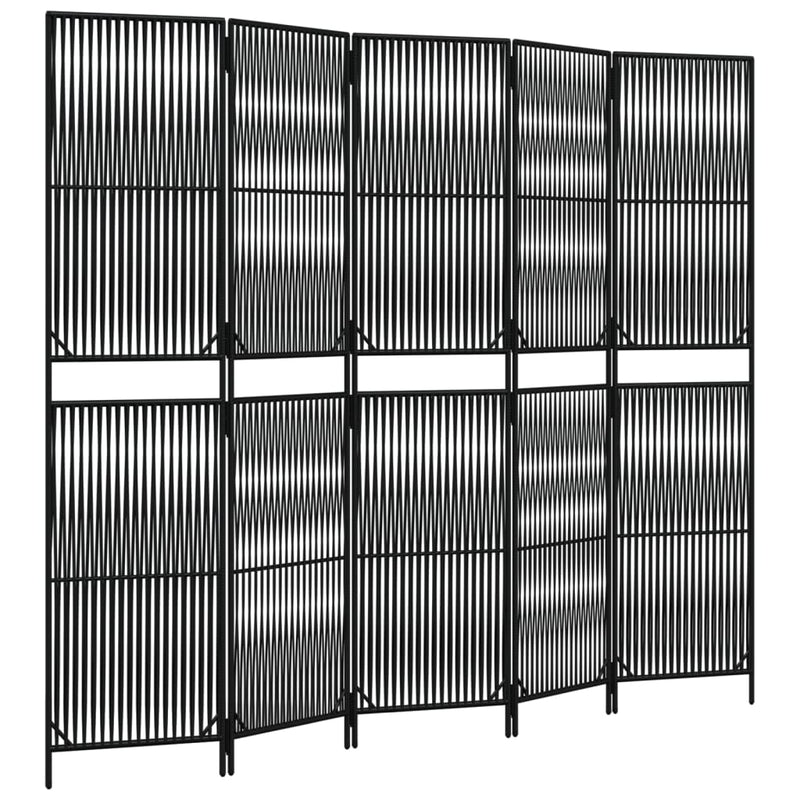 vidaXL fekete 5-paneles polyrattan térelválasztó