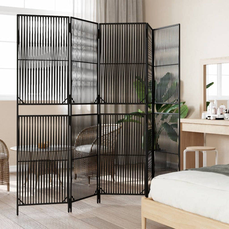 vidaXL fekete 5-paneles polyrattan térelválasztó