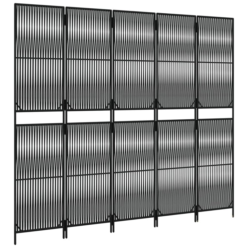 vidaXL fekete 5-paneles polyrattan térelválasztó