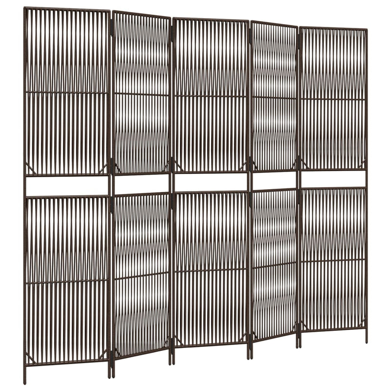 vidaXL barna 5-paneles polyrattan térelválasztó