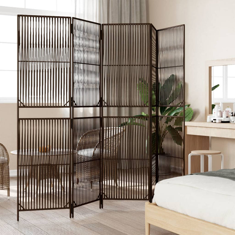 vidaXL barna 5-paneles polyrattan térelválasztó
