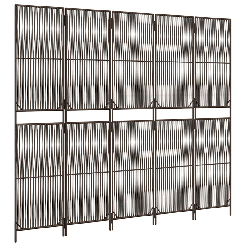 vidaXL barna 5-paneles polyrattan térelválasztó