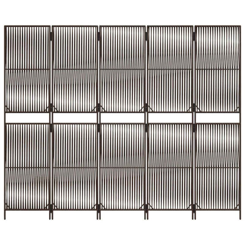 vidaXL barna 5-paneles polyrattan térelválasztó
