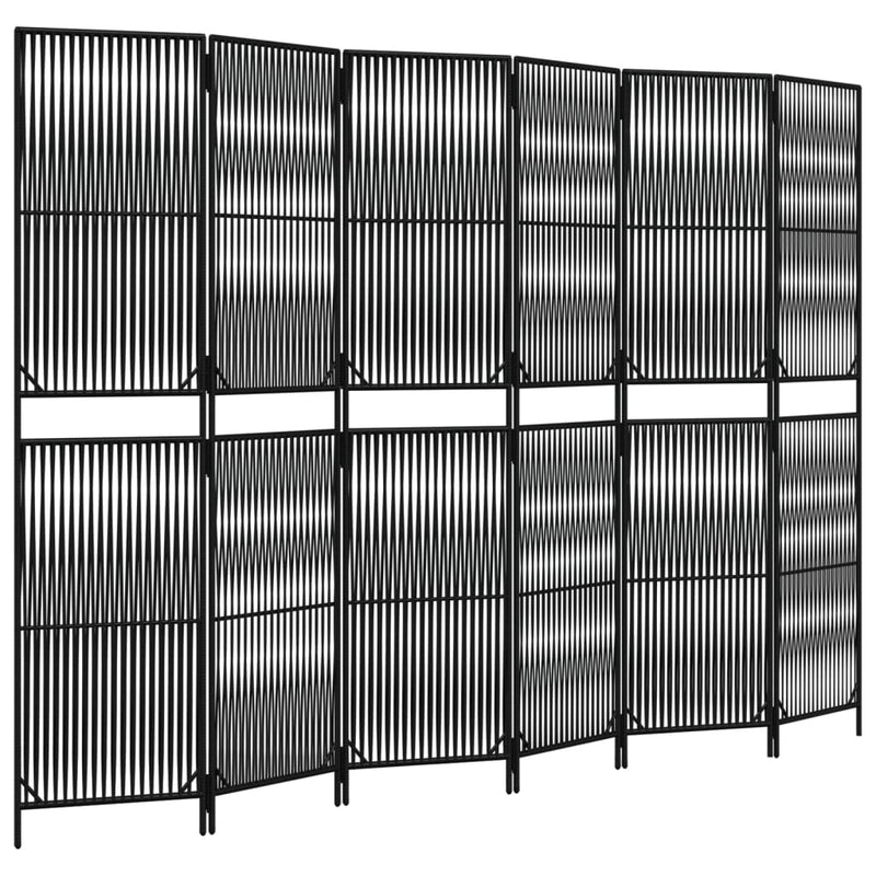 vidaXL fekete 6-paneles polyrattan térelválasztó
