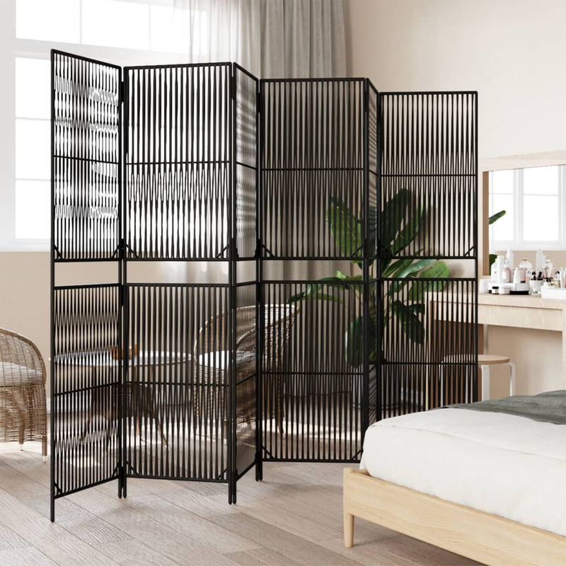 vidaXL fekete 6-paneles polyrattan térelválasztó