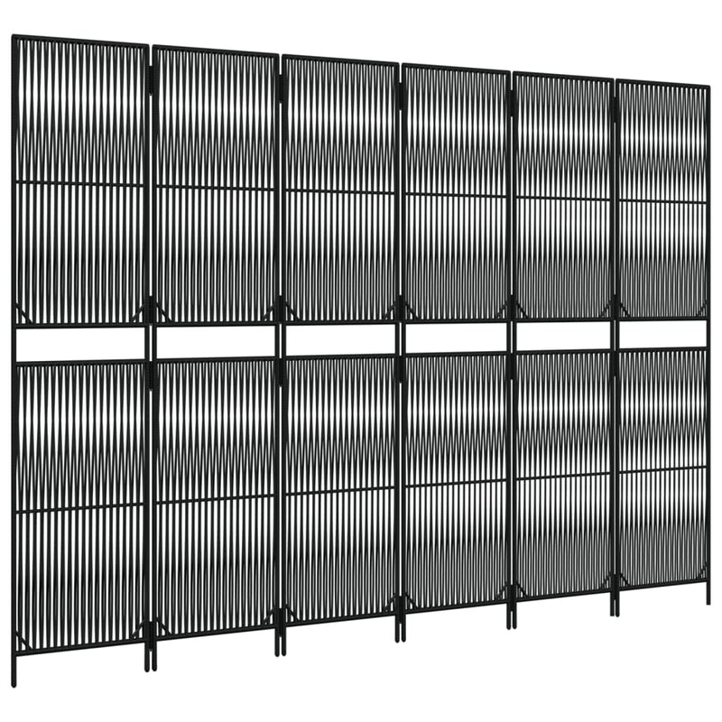 vidaXL fekete 6-paneles polyrattan térelválasztó