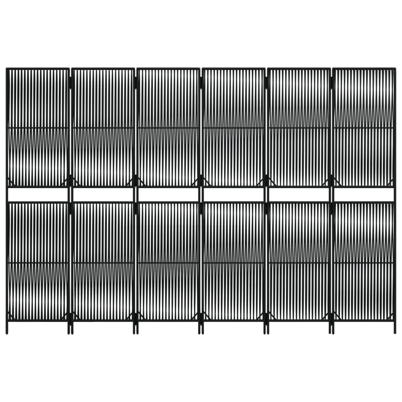 vidaXL fekete 6-paneles polyrattan térelválasztó