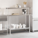 vidaXL rozsdamentes acél felső polcos konyhai munkaasztal 110x55x120cm