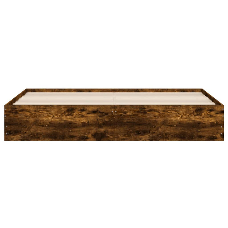 vidaXL füstös tölgy színű szerelt fa ágykeret fiókokkal 180 x 200 cm