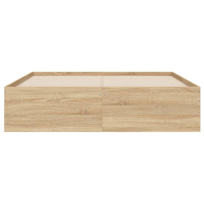 vidaXL sonoma tölgy színű szerelt fa ágykeret fiókokkal 120 x 200 cm