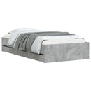 vidaXL betonszürke szerelt fa ágykeret fiókokkal 100 x 200 cm