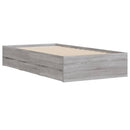 vidaXL szürke sonoma színű szerelt fa ágykeret fiókokkal 100 x 200 cm