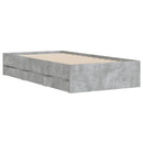 vidaXL betonszürke szerelt fa ágykeret fiókokkal 90 x 200 cm
