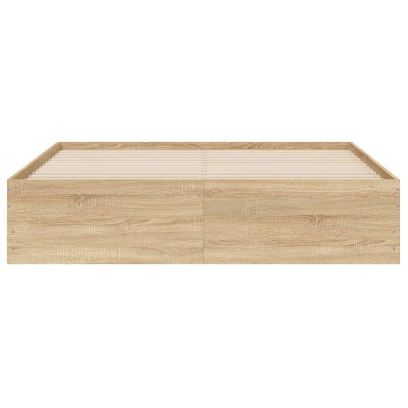vidaXL sonoma tölgy színű szerelt fa ágykeret fiókokkal 140 x 190 cm