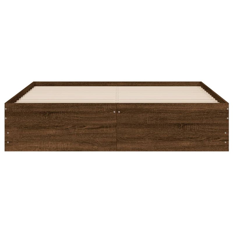 vidaXL barna tölgyszínű szerelt fa ágykeret fiókokkal 140 x 190 cm