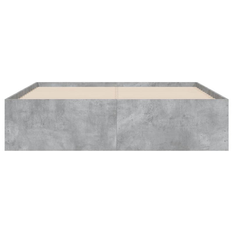 vidaXL betonszürke szerelt fa ágykeret fiókokkal 120 x 190 cm