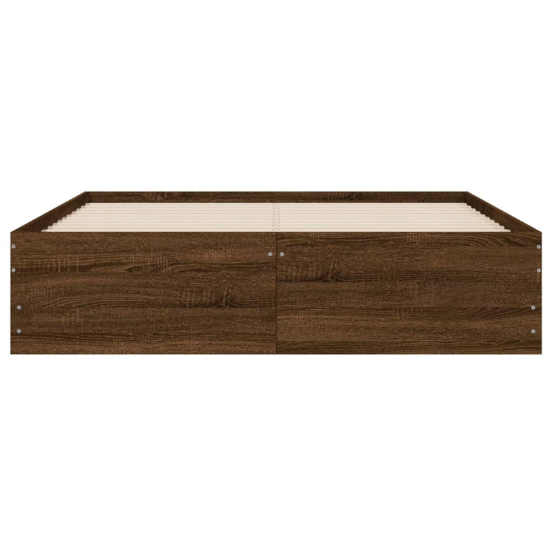 vidaXL barna tölgyszínű szerelt fa ágykeret fiókokkal 120 x 190 cm