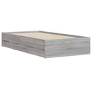 vidaXL szürke sonoma színű szerelt fa ágykeret fiókokkal 75x190 cm