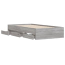 vidaXL szürke sonoma színű szerelt fa ágykeret fiókokkal 75x190 cm