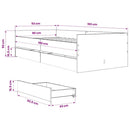 vidaXL betonszürke ágykeret fiókokkal 90x190 cm