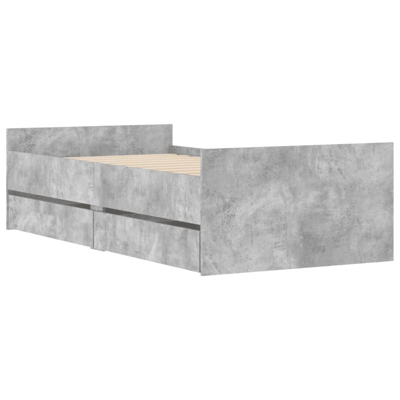 vidaXL betonszürke ágykeret fiókokkal 100x200 cm