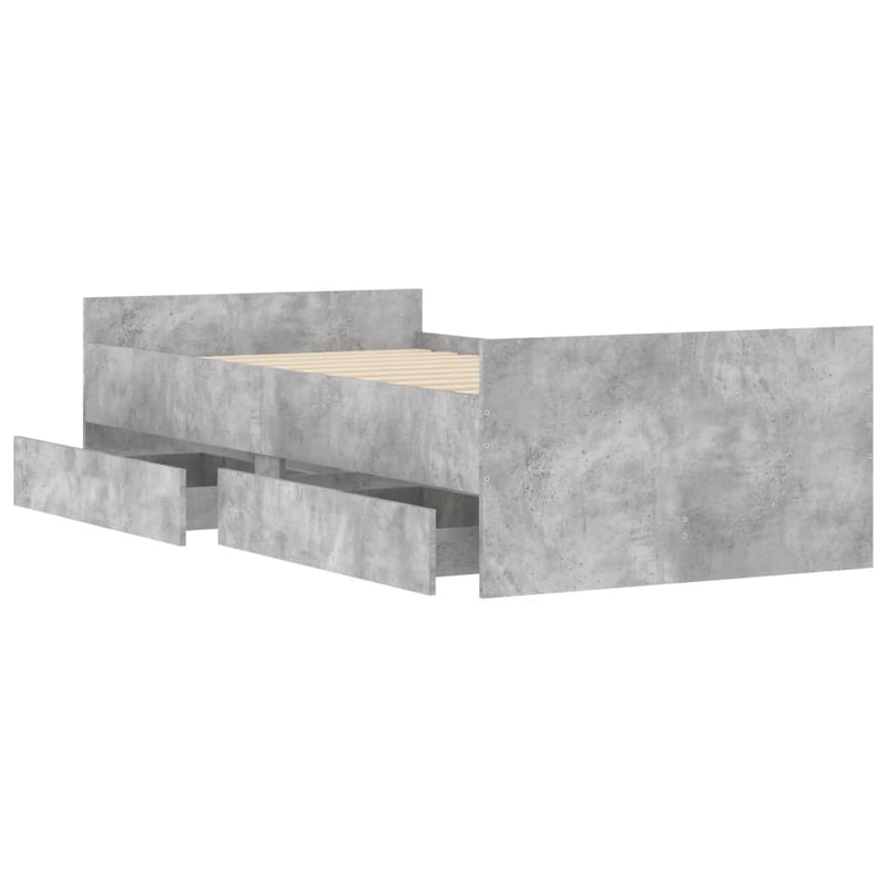 vidaXL betonszürke ágykeret fiókokkal 100x200 cm