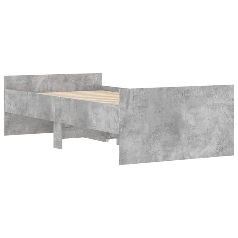 vidaXL betonszürke ágykeret fiókokkal 100x200 cm