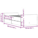 vidaXL füstös tölgy színű műfa ágykeret fiókokkal 90 x 200 cm