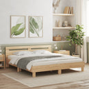 vidaXL sonoma tölgy színű szerelt fa ágykeret fejtámlával 180x200 cm