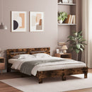 vidaXL füstös tölgy színű szerelt fa ágykeret fejtámlával 150x200 cm