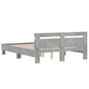 vidaXL betonszürke szerelt fa ágykeret fejtámlával 140x190 cm