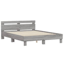 vidaXL szürke sonoma színű szerelt fa ágykeret fejtámlával 140x190 cm