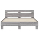 vidaXL szürke sonoma színű szerelt fa ágykeret fejtámlával 140x190 cm