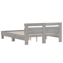 vidaXL szürke sonoma színű szerelt fa ágykeret fejtámlával 140x190 cm