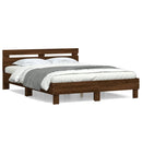 vidaXL barna tölgy színű szerelt fa ágykeret fejtámlával 140x190 cm