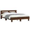 vidaXL barna tölgy színű szerelt fa ágykeret fejtámlával 140x190 cm