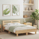 vidaXL sonoma tölgy színű szerelt fa ágykeret fejtámlával 135 x 190 cm