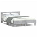 vidaXL betonszürke szerelt fa ágykeret fejtámlával 135x190 cm