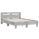 vidaXL betonszürke szerelt fa ágykeret fejtámlával 135x190 cm