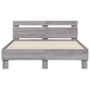 vidaXL szürke sonoma színű szerelt fa ágykeret fejtámlával 135x190 cm