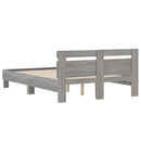 vidaXL szürke sonoma színű szerelt fa ágykeret fejtámlával 135x190 cm