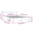vidaXL szürke sonoma színű szerelt fa ágykeret fejtámlával 135x190 cm