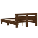 vidaXL barna tölgyszínű szerelt fa ágykeret fejtámlával 135 x 190 cm
