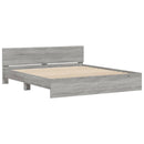 vidaXL szürke sonoma tölgy színű ágykeret fejtámlával 200 x 200 cm