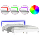 vidaXL fehér ágykeret fejtámlával és LED-del 200 x 200 cm