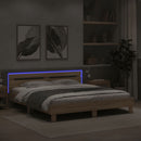 vidaXL sonoma tölgy színű ágykeret fejtámlával és LED-del 200 x 200 cm