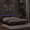 vidaXL füstös tölgy színű ágykeret fejtámlával és LED-del 200 x 200 cm