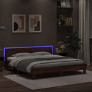 vidaXL barna tölgy ágykeret fejtámlával és LED-del 200 x 200 cm