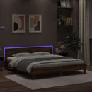 vidaXL barna tölgy ágykeret fejtámlával és LED-del 200 x 200 cm